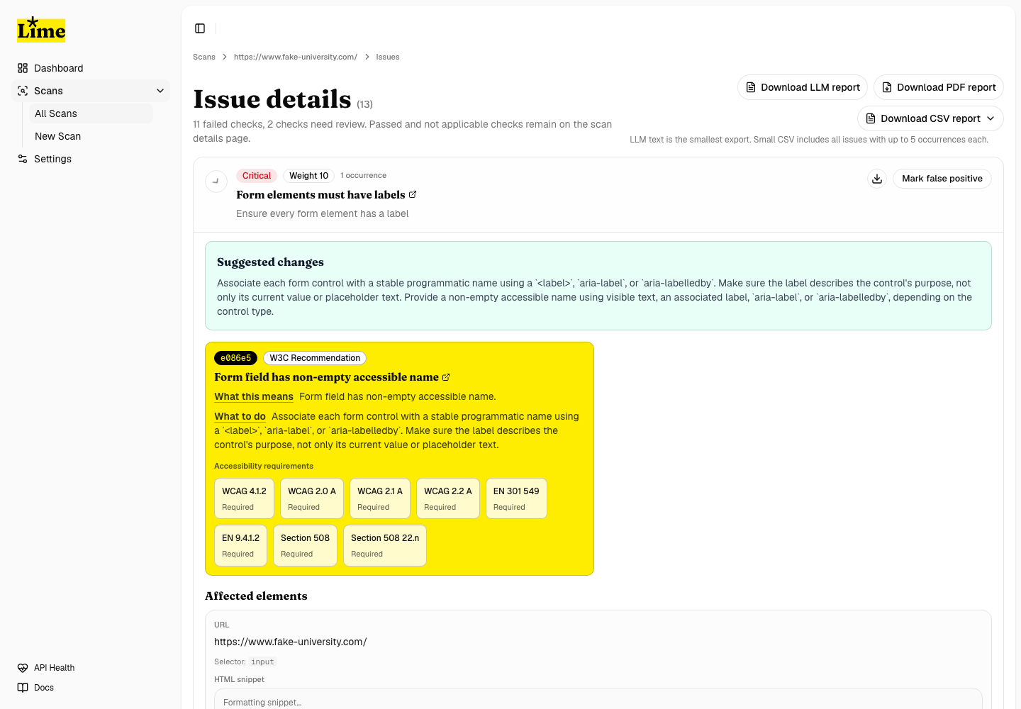 Expanded issue details